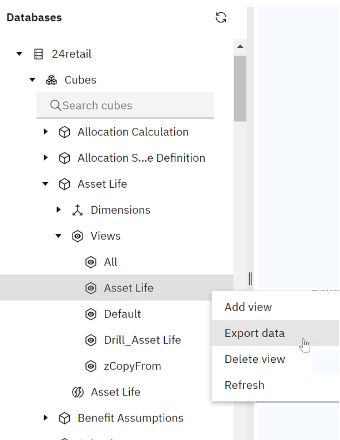 Export Data from Cube or View in PA 2.1.6